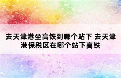 去天津港坐高铁到哪个站下 去天津港保税区在哪个站下高铁